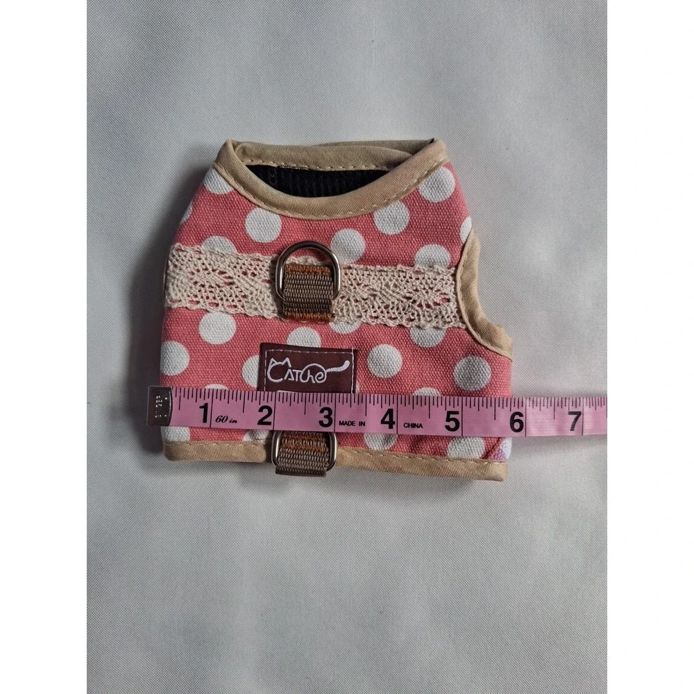 Cat Harness and Leas Set Pink Polka Dots Size Large adjustable Padded Vest